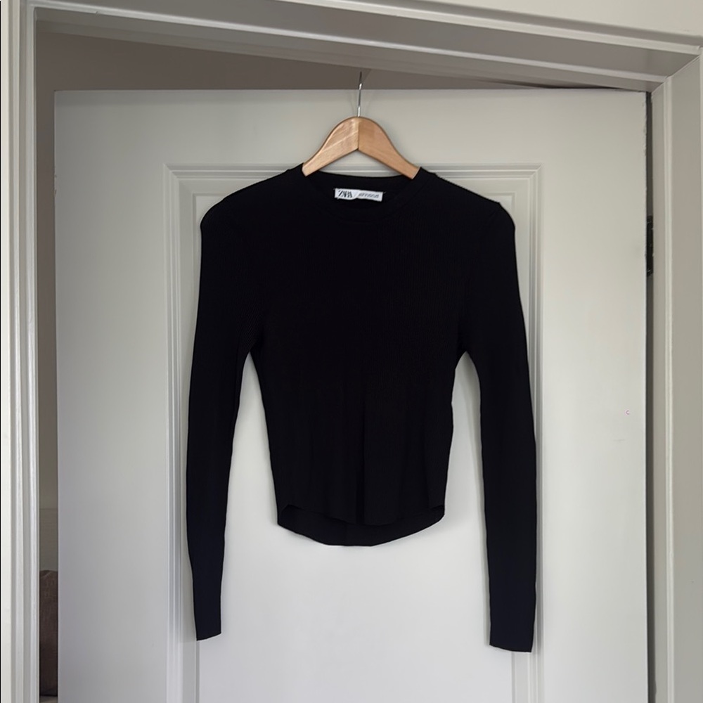Zara Black Fitted Long Sleeve Shirt